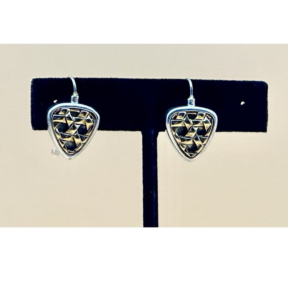Oscar de La Renta Vintage Earrings Signed Pierced Gold and Silver Toned Signed
